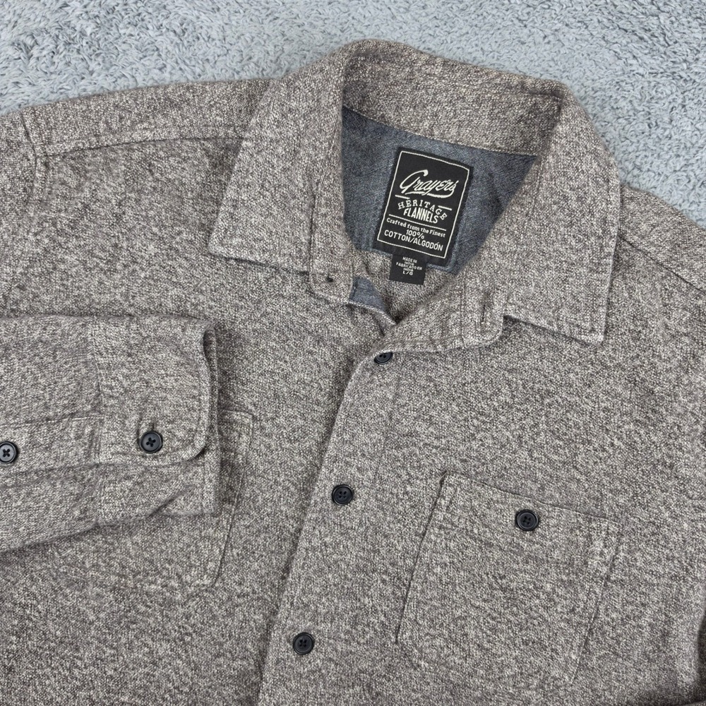 Grayers Heritage Flannel Shirt Mens Large Gray Heather Button Down Cotton EUC